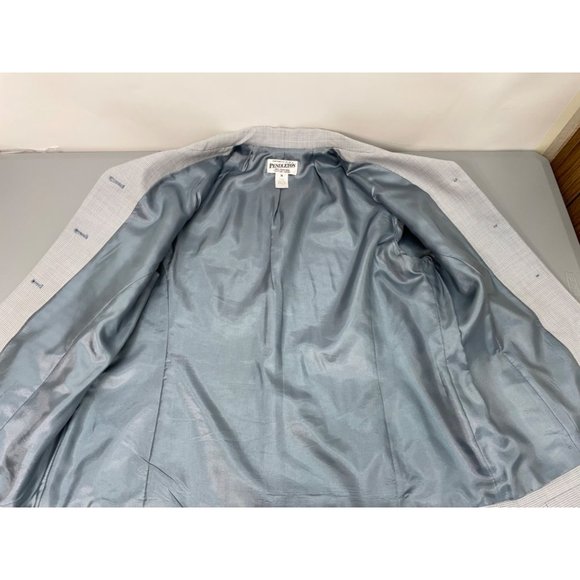 Pendleton Coat Blazer Wool Houndstooth Old Money Pockets Blue White Womens 14 - Picture 6 of 11